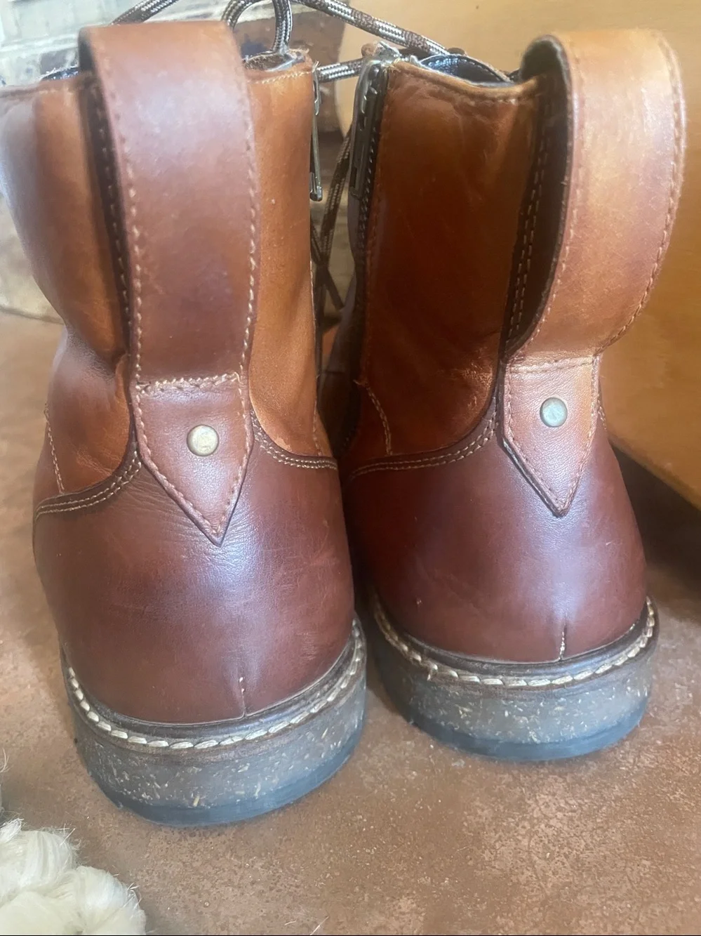 Bar III Men's Cognac Brown Leather‎ Lace-Up Hiking Boots size 10